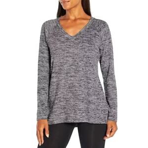 Banana Republic Ladies Raglan Style Long Sleeve V Neck Top Gray Size XL NWT